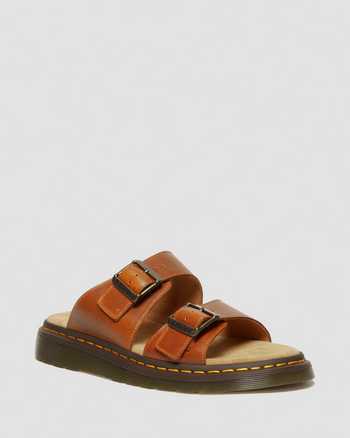 Josef Analine Leather Buckle Slide Sandals